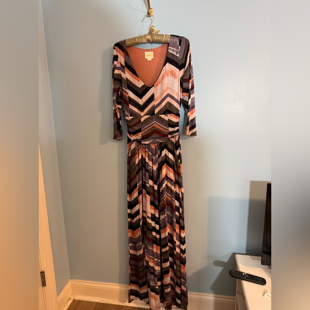 Maeve by anthropologie ankle length long sleeve dress size M
